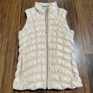 Athleta Women’s Light Beige Quilted Goose Down Vest Full Zip Size M